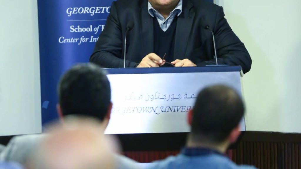 Dr. Azmi Bishara during his lecture at GU-Q