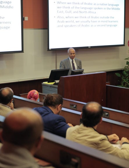 Professor Abbas Benmamoun during the lecture