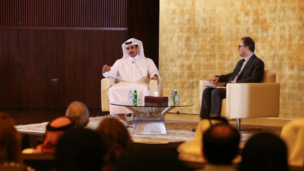 His Excellency Mr. Saad Sherida Al-Kaabi with Dean Ahmad Dallal