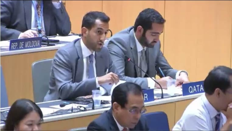 Saleh Abdullah Al Mana Making an Intervention in One of the WTO Meetings