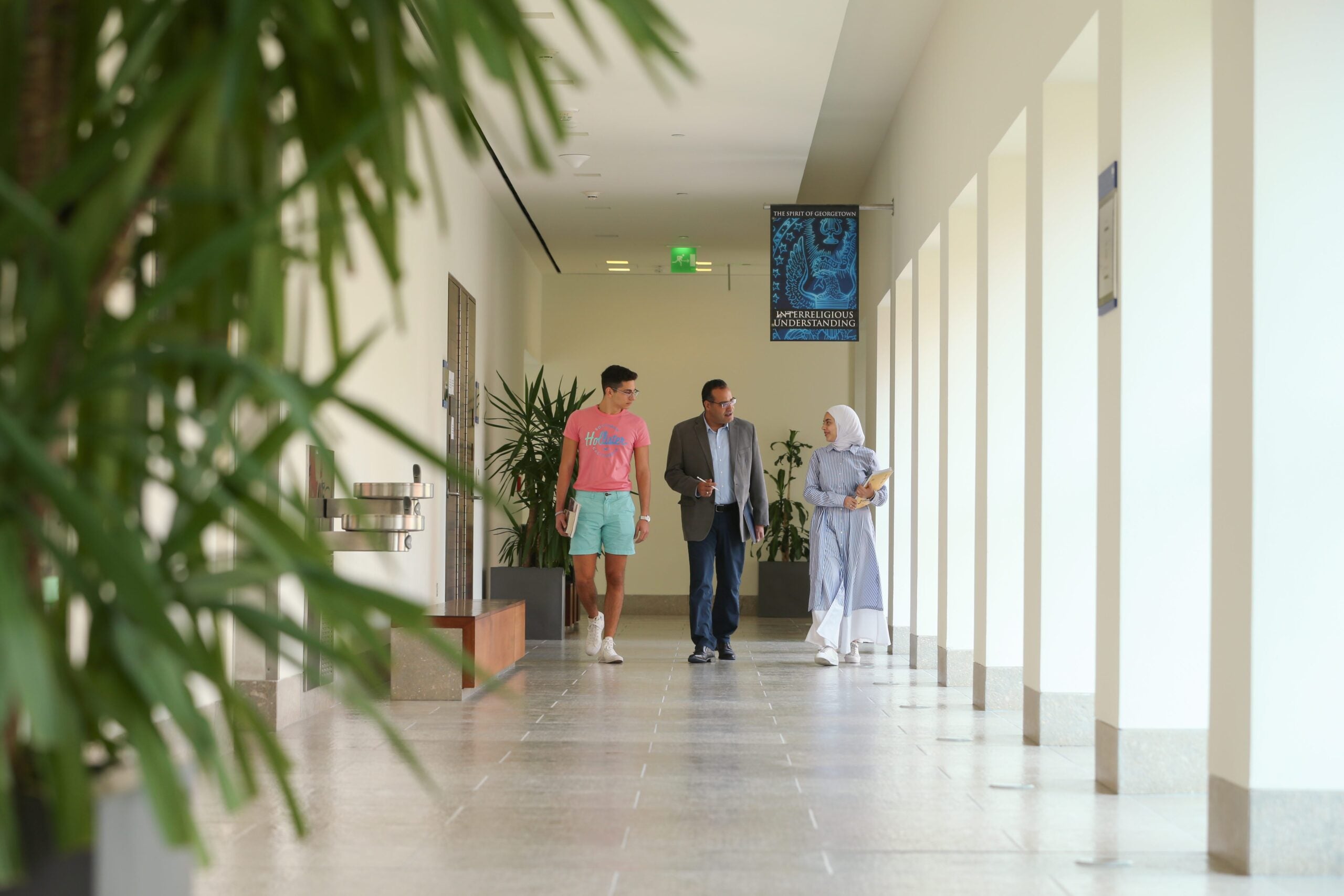 Students and faculty walking on campus