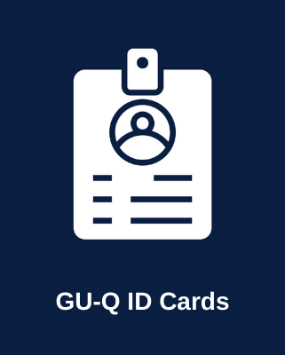 Picture of an ID card along with the text: GU-Q ID Cards