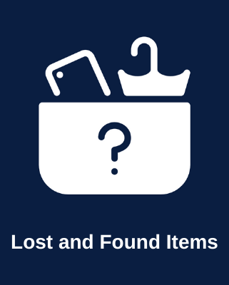 Picture of mobile and umberella in a basket along with the text: Lost and Found