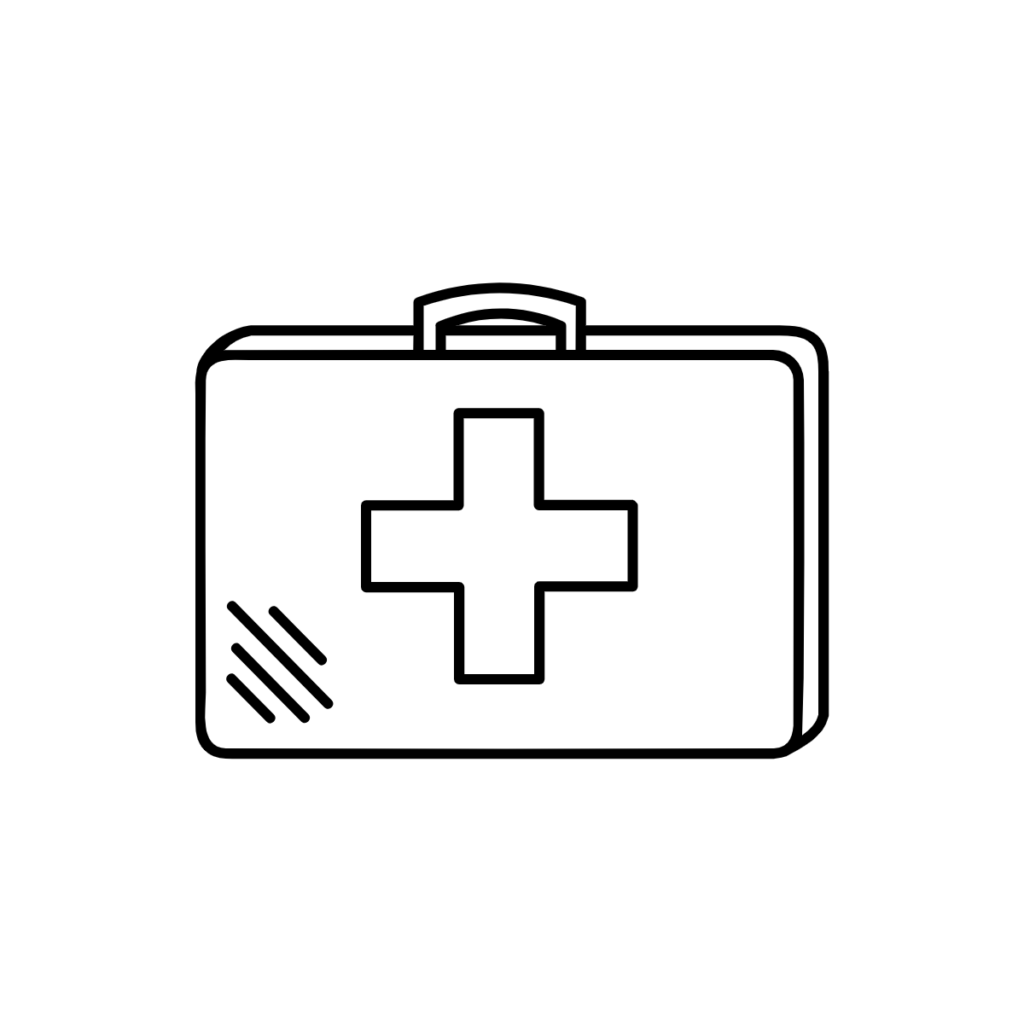 Vector Icon of a First Aid Box, with a medical "plus" sign on top.