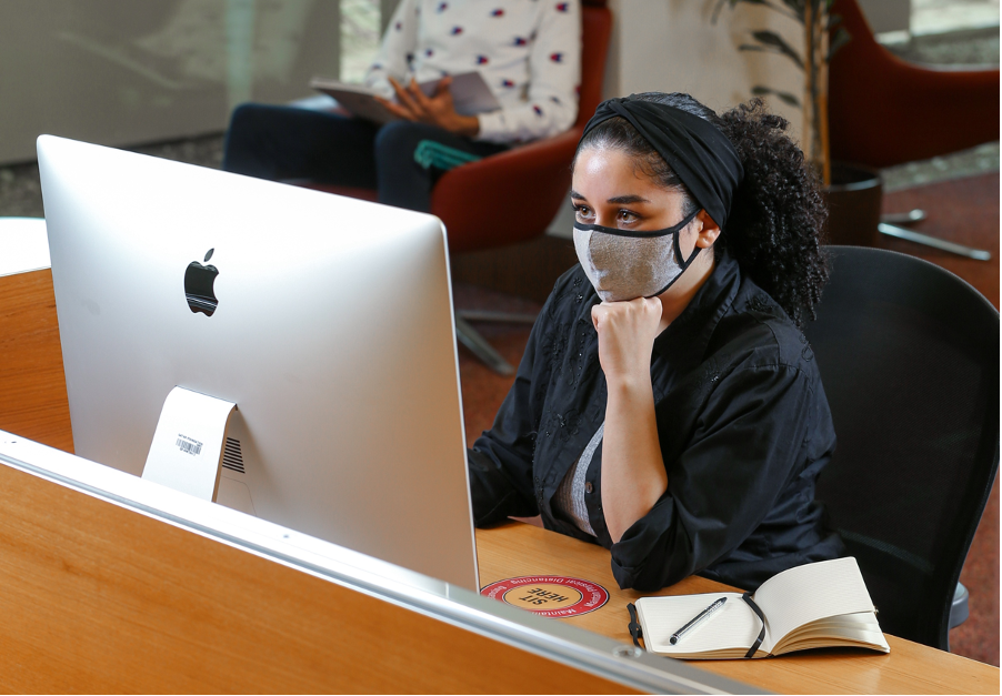 Student on computer