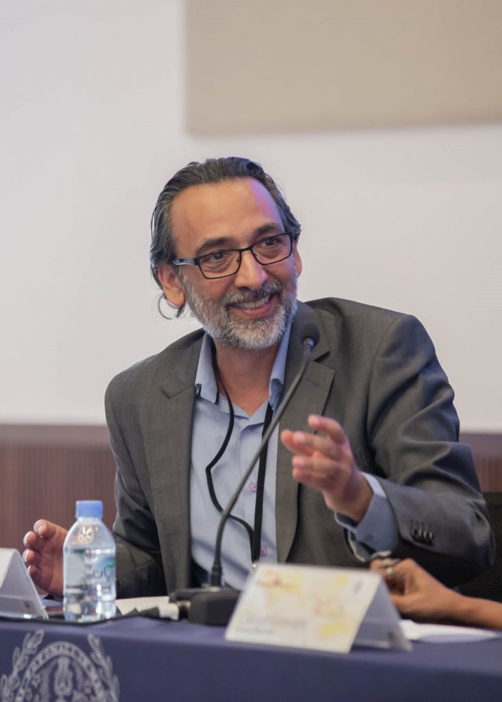 Professor Pirbhai engages in a positive discussion at the Indian Ocean Working Group-hosted conference