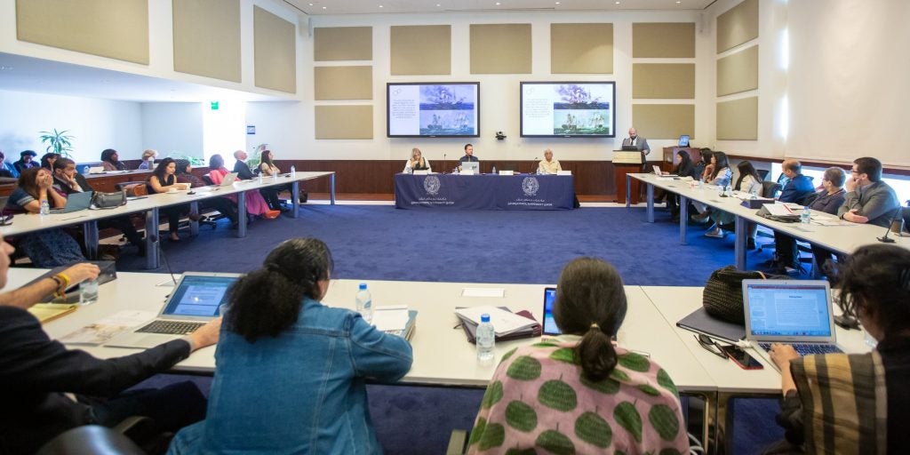 Distinguished scholars, guests, and students gathered around in Georgetown Qatar for the Indian Ocean Working Group-hosted conference