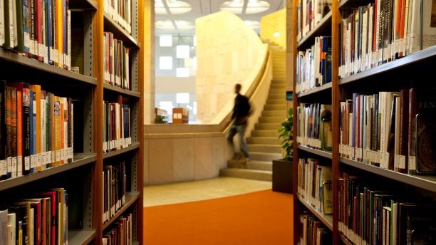 Shelves of Georgetown-Qatar's library