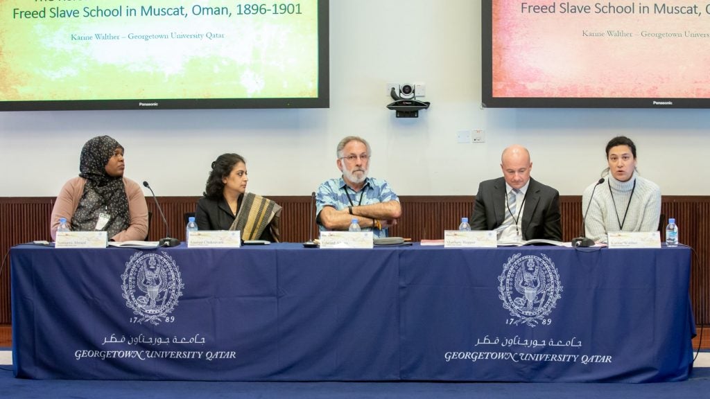 Panelists from across the world are seated at the front during the Indian Ocean Working Group conference