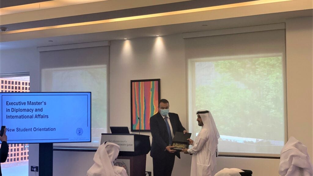 Rodolph Boughaba, Associate Dean for Executive Education & Dr. Abdulaziz Al-Horr, Executive Director of the Diplomatic Institute