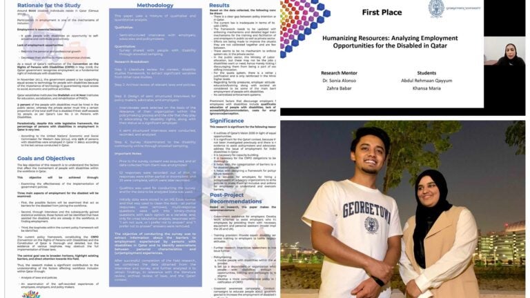 Students from Georgetown Win Top Honors at QNRF Undergraduate Research Competition
