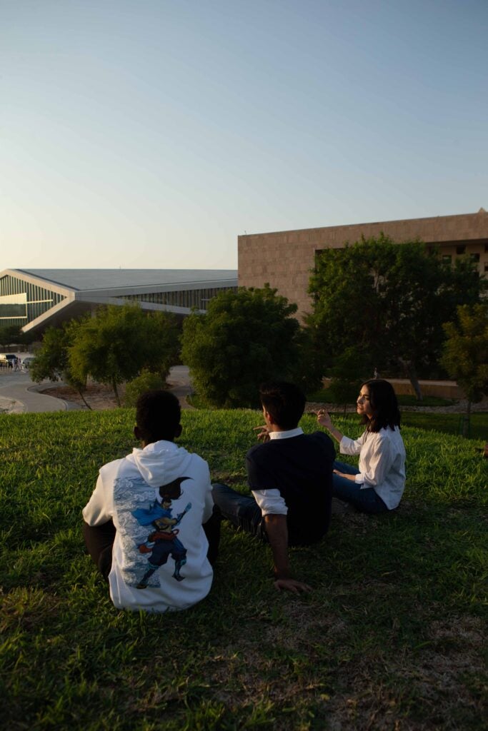 Students outside of GU-Q building