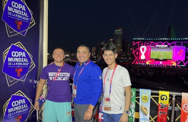 Farouk Essalhi (NU-Q), Eddie Maldonado (NBC Sports), and Santiago Rubio-Henoa (GU-Q)