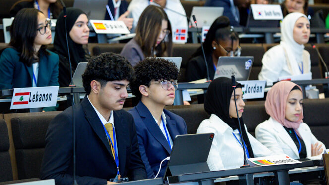 Students attending MUN sessions