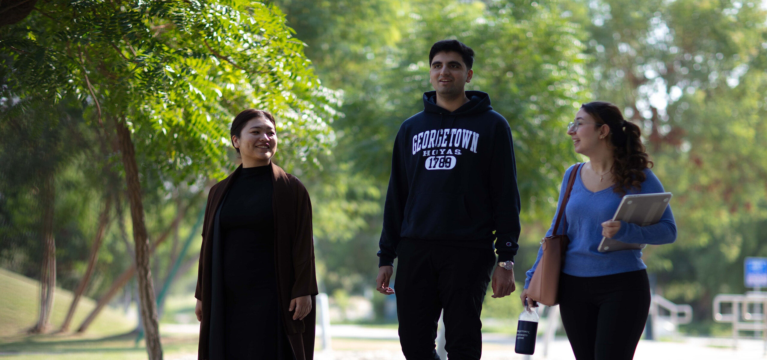 Students Walking Outside GU-Qatar