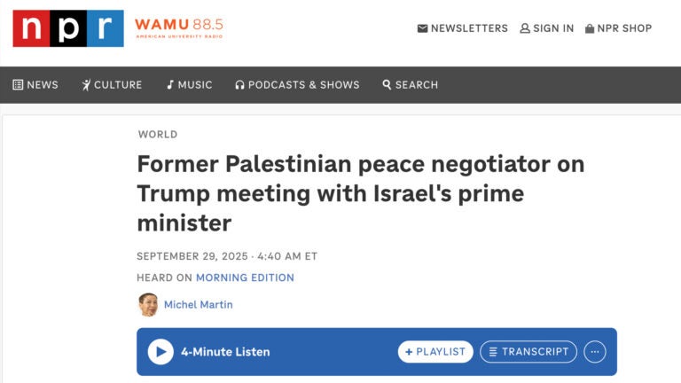 “Former Palestinian peace negotiator on Trump meeting with Israel’s prime minister”